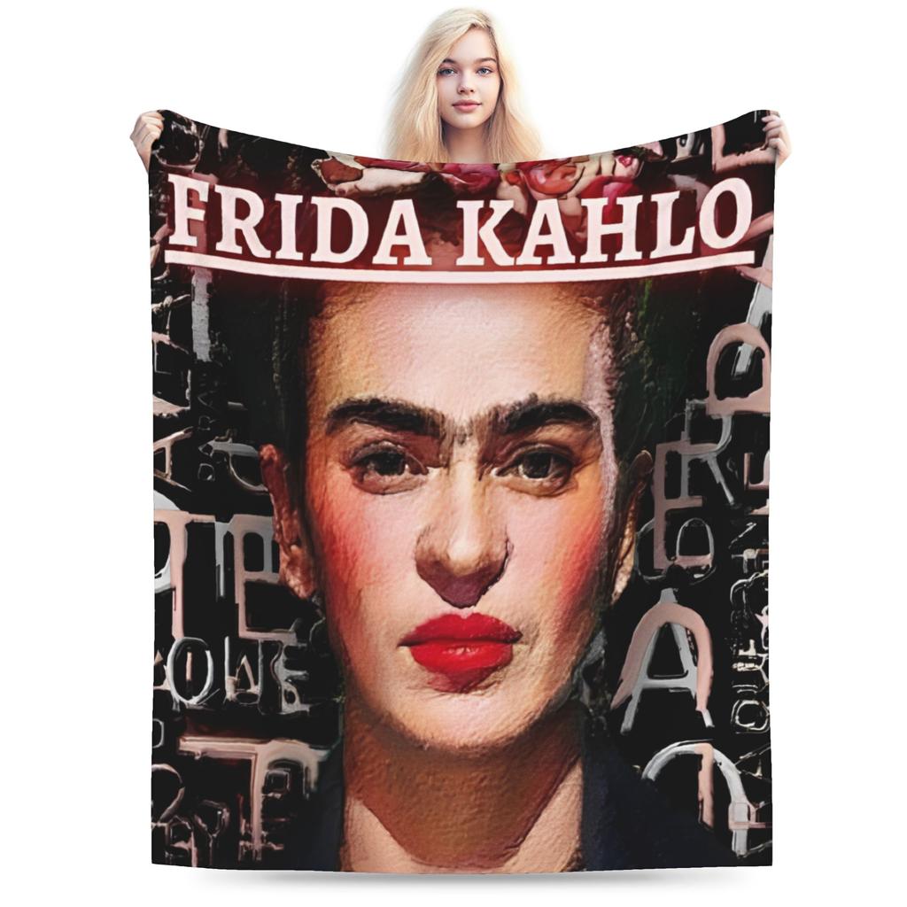 Fridaes Kahloes Merch Deky Měkký Korálový Fleece Plyšový Přehoz Pohodlná Přikrývka