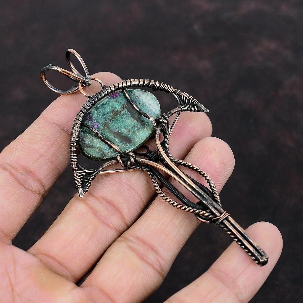 Ruby Fuchsite Pendant Copper Wire Wrapped Pendant Genuine Gemstone Pendant Dainty Copper Jewelry Gift For Her Handmade Wire Wrapping Jewelry