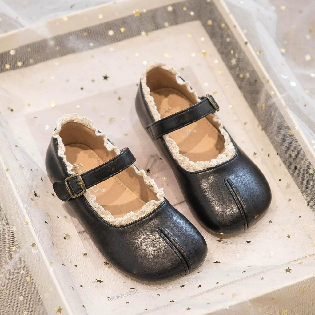 Girls Princess Shoes Round Toes New Kids Leather Shoes Non-slip Sweet Cute Lace Soft Sole Toddler Flats School Party Shoes
