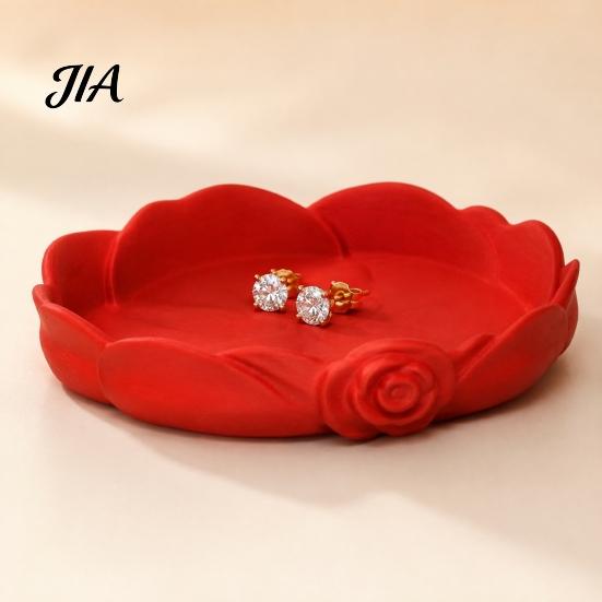 Key Dish for Entryway Rose Shaped Jewelry Storage Tray, Decorative Plastic Trinket Dish, 3D Earring And Bracelet Holder Printed Desktop Organizer