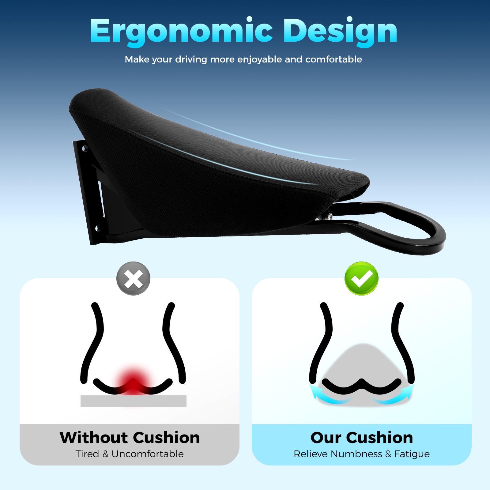 Motorcycle Saddle Seat, High Stability Comfort Wide Saddle Seat,PU and Iron Design for Electric Mountain Bike, Beach Cruiser nero