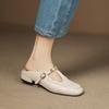 Fashion Slippers Women Summer Shoes Low Cover Toe Rivet Slides PU Rubber Rome Hoof Heels Fabric Shoes Low Ladies' Slippers Cover Toe Riv