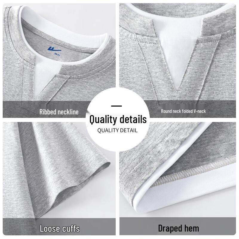 Warrior Men's Pure Cotton Faux Two-Piece Short Sleeve T-Shirt