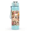 1PC Teddy Bear Stuffed Toy Group Print 750ml Color Plastic Sports Water Bottle Leakproof Flip Straw Lid Suitable for Sports Office Home Use