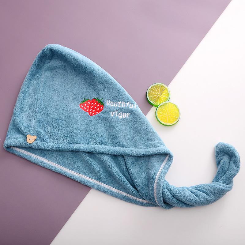 

1pcs Embroidered Coral Fleece Absorbent Quick-Drying Cap, Face Mask Hair Band, Soft Absorbent Shower Cap, Cartoon Bath Cap, One Size Shower Towels 65*25cm（±2cm）