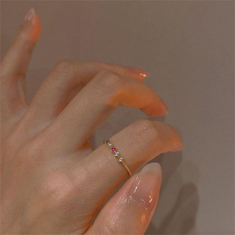 Exquisite Love Zircon Ring Ins Niche Design Temperament Sweet Index Finger Ring High Sense Open Ring Tide