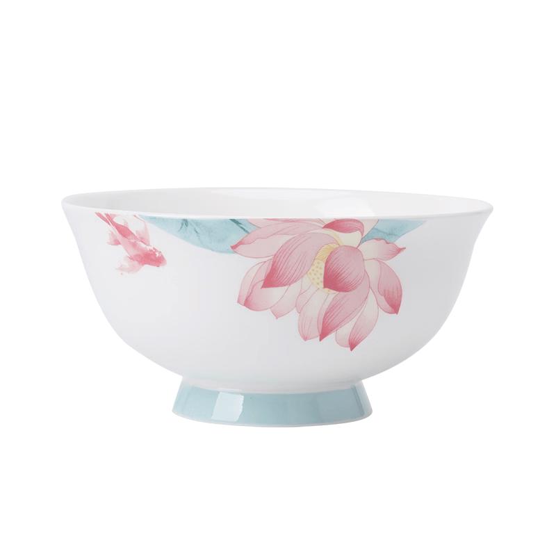 NINE CRANES Jingdezhen 6-Inch Ceramic Noodle Bowl Set (4-Pack)