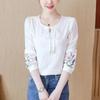 Spring Autumn Fashion Elegance Solid Shirts Casual Loose Korean Style Blouse Korean Style O Neck Long Sleeve Chic Chiffon Tops