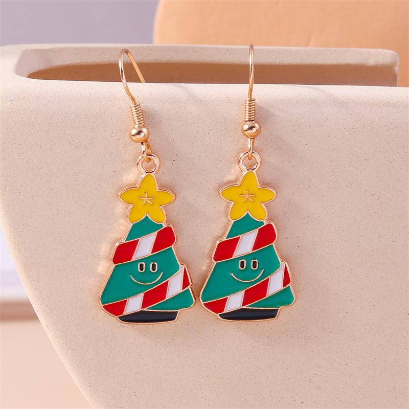 Cute Christmas Tree Drop Earrings Women Girls Elk Snowman Santa Claus Earrings X'mas New Year Party Jewelry Gifts
