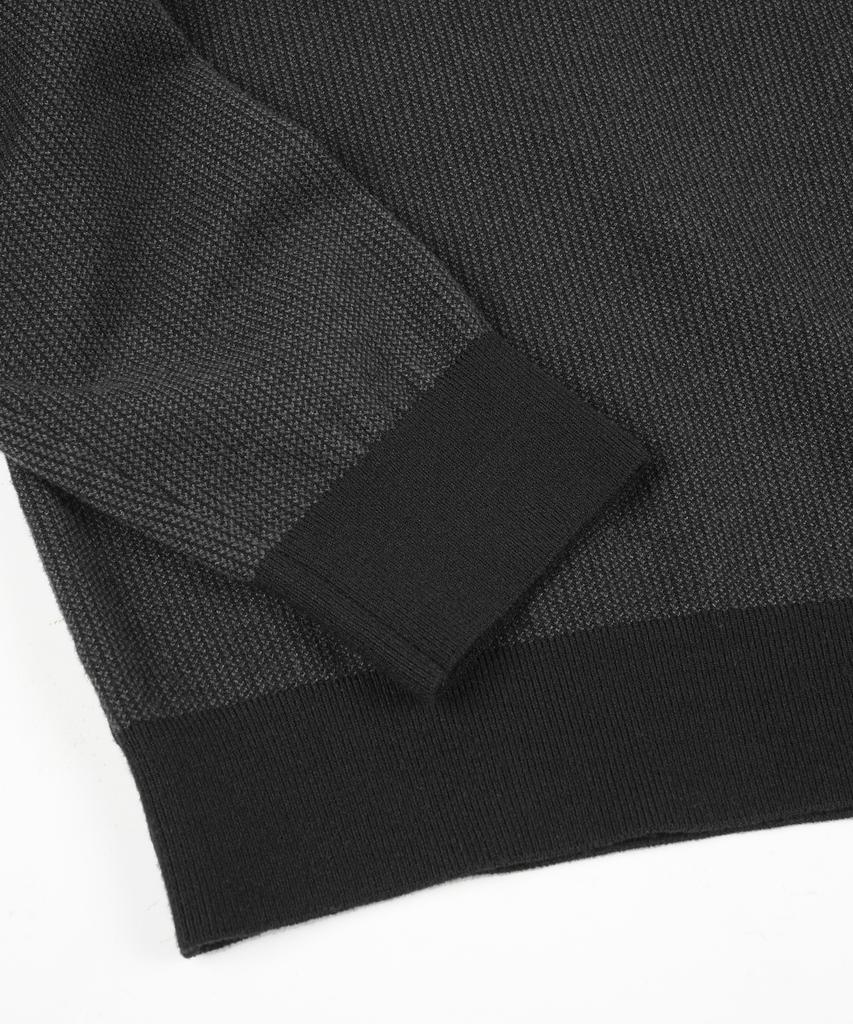 BIRBANTE Soft Washable Two-Tone Collared Knit - Black
