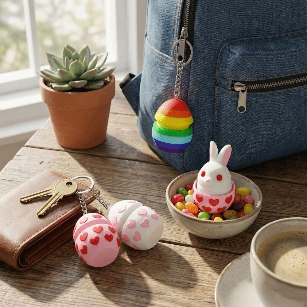 Surprise Egg Egg Rabbit Ornaments Pressed Egg Key Chain 3D Print Easter Egg  Spring Easter Party