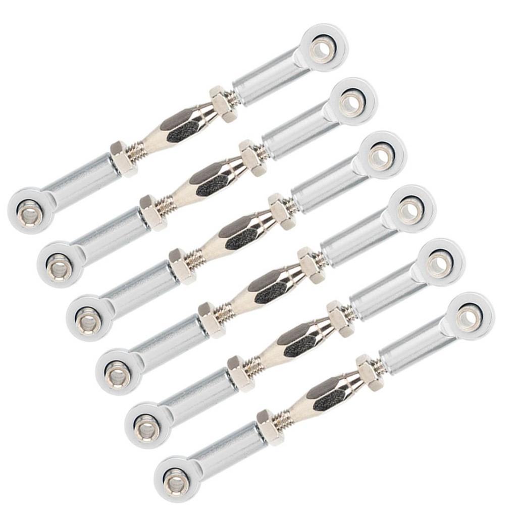 6Pcs Aluminum Alloy Adjustable Push RodsTurnbuckle Rod Linkage Accessories for RC Car Modelssilver