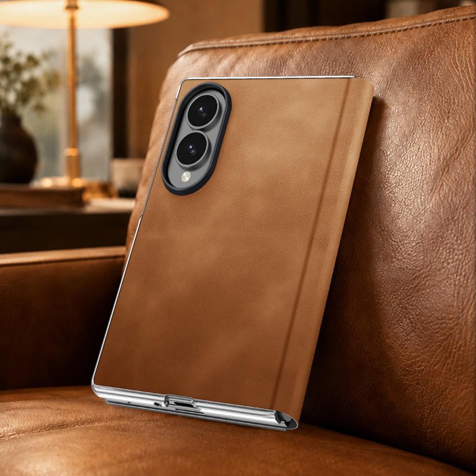 Custodia per Telefono in Pelle di Agnello Retro per Samsung Galaxy Z Fold 8 Fold 7 Fold8 Ultra Lusso Protezione Cerniera Cover Sottile Antiurto