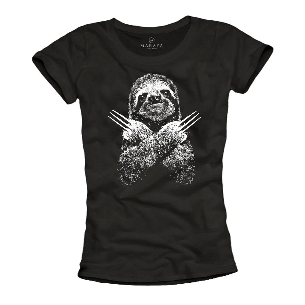 

Sloth Shirt Womens Sloth Black Top Print Funny Cool Naughty Animal Motifs- 2XL