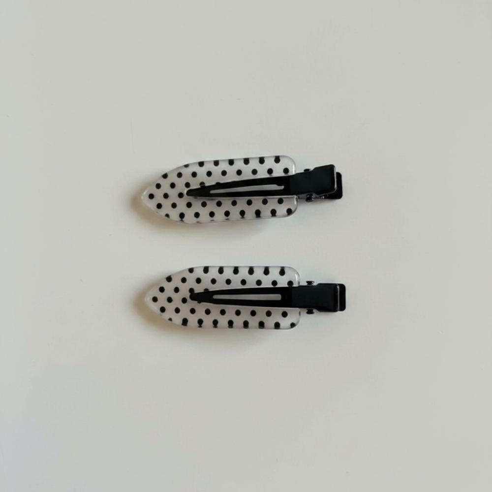 

Polka Dot Acrylic Hair Clips Elegant Hair Styling Accessories Lightweigh Seamless Hairpin Work 2 PCS White