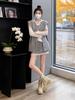European Spring 2023 Women's Casual Korean-Style Hooded Vest & Short Skirt Set