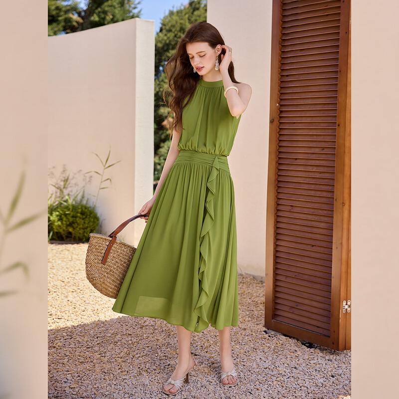 Bailuyu Women s Ruffle Halter Off-Shoulder Summer Dress L