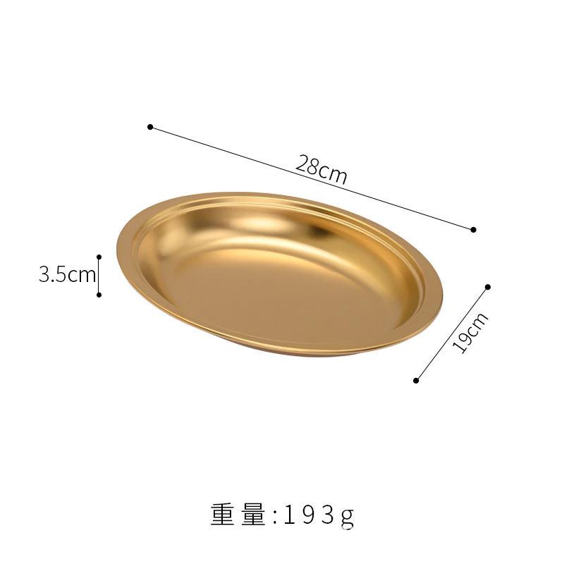 Korean stainless steel deepened oval plate cheese plate vegetable plate rice noodle plate thickened egg-shaped plate