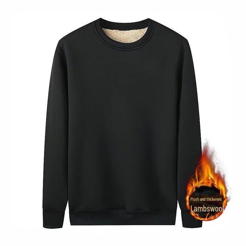 

Мужская однотонная толстовка больших размеров — свободный крой, длинный рукав, круглый вырез, теплая вельветовая подкладка для весны и осени. 5XL чёрный