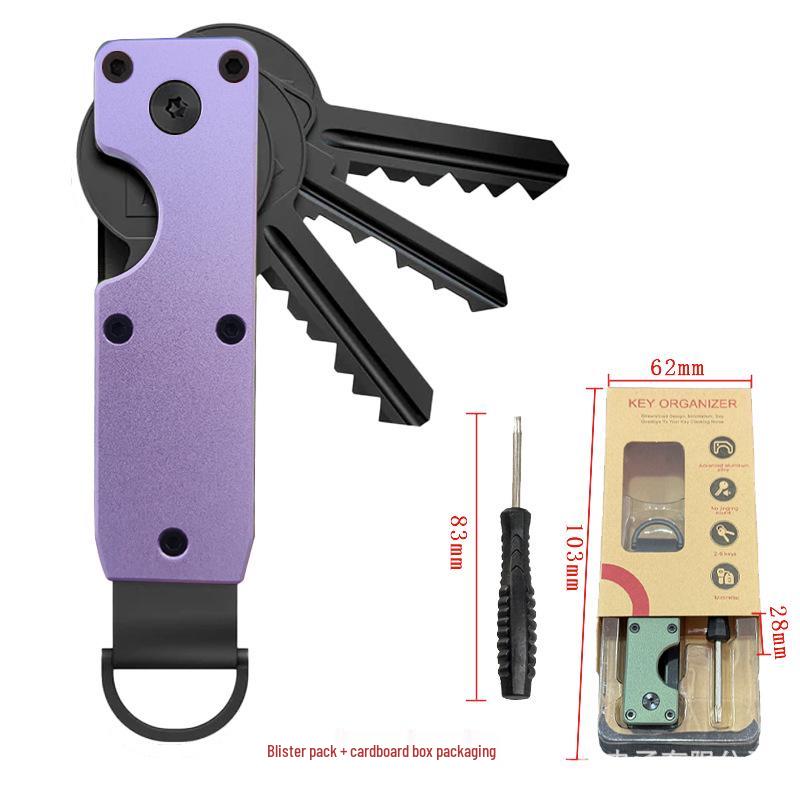 Aluminum Alloy Compact Keychain Organizer - Holds 2-6 Keys, Multifunctional and Portable