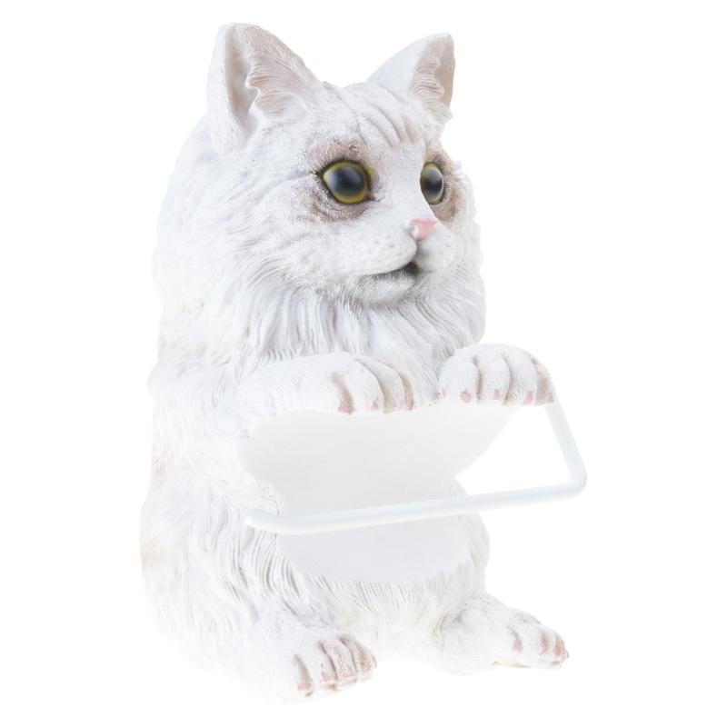 

Adorable Cats Shapeds Wall Mounted Toilet Paper Holder Organizers For Bathroom Space Saving Resin Design Easy Installation
