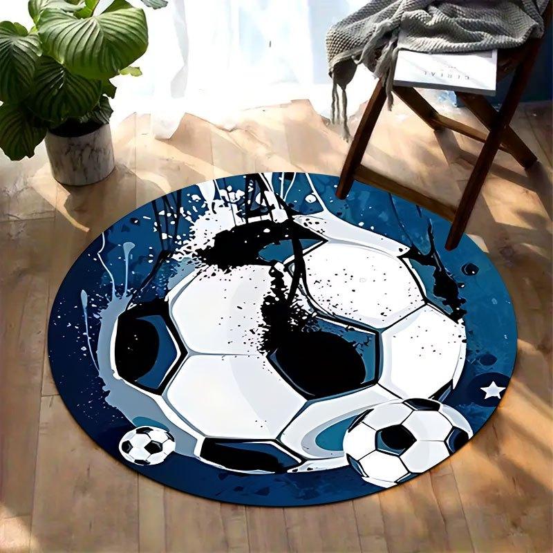 Football Graffiti Movement Flannel-printed round floor mats are slip-resistant Suitable for room bedroom terrace garden carpets