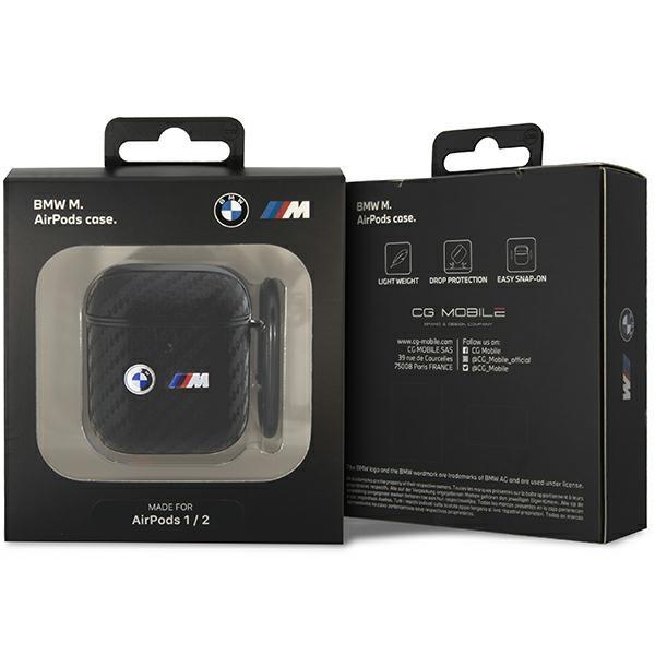 BMW Bma2Wmpuca2 Airpods 1/2 Hülle schwarz/Black Carbon Doppel-Metall-Logo