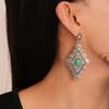 Turquoise Ethnic Style Tassel Earrings Green Water Drop Pearl Ear Studs Earrings Pendant  Women