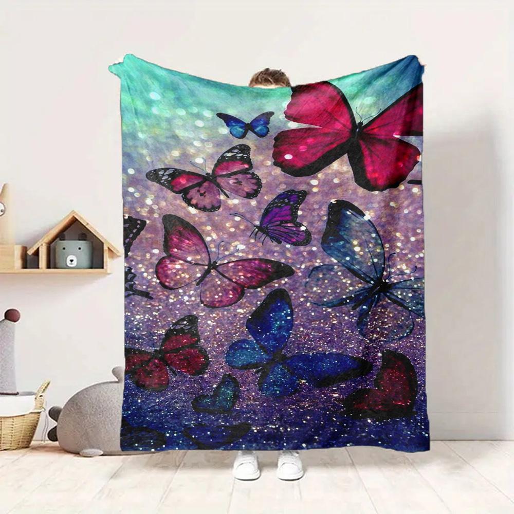 Butterfly Fantasy Flannel Blanket Throw Blanket Soft Warm Sofa Bed Camping Car home Decor Unique Christmas Gift C93069