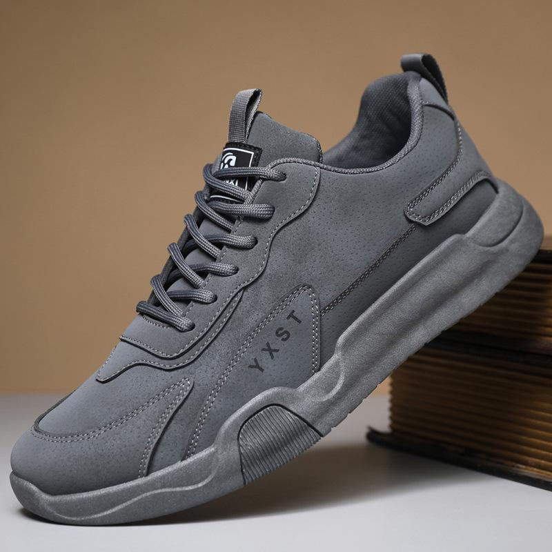 Men's Versatile Leather Lace-up Casual Sneakers - Breathable, Comfortable, Non-slip for Spring & Autumn 2025