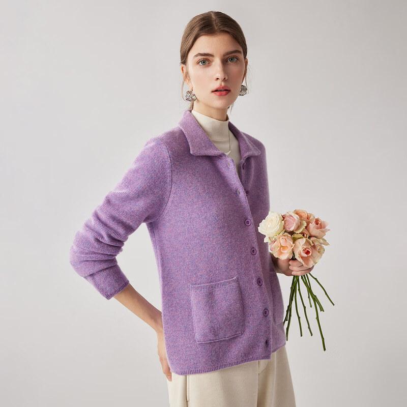 Zhaojun Women's 100% Cashmere Thickened Lapel Cardigan