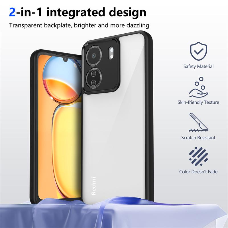 Transparent PC Soft TPU Cover For Xiaomi Redmi 13C 4G Poco C65 Case Clear Lens Protect Coque for Pocco Poko Little C65 Redmi13C