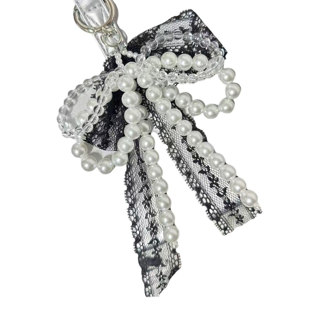 Imitation Pearls Bowknot Keychain Butterfly Knot Pendant for Women Handbags and Backpacks Colorful Key Chain Ornament