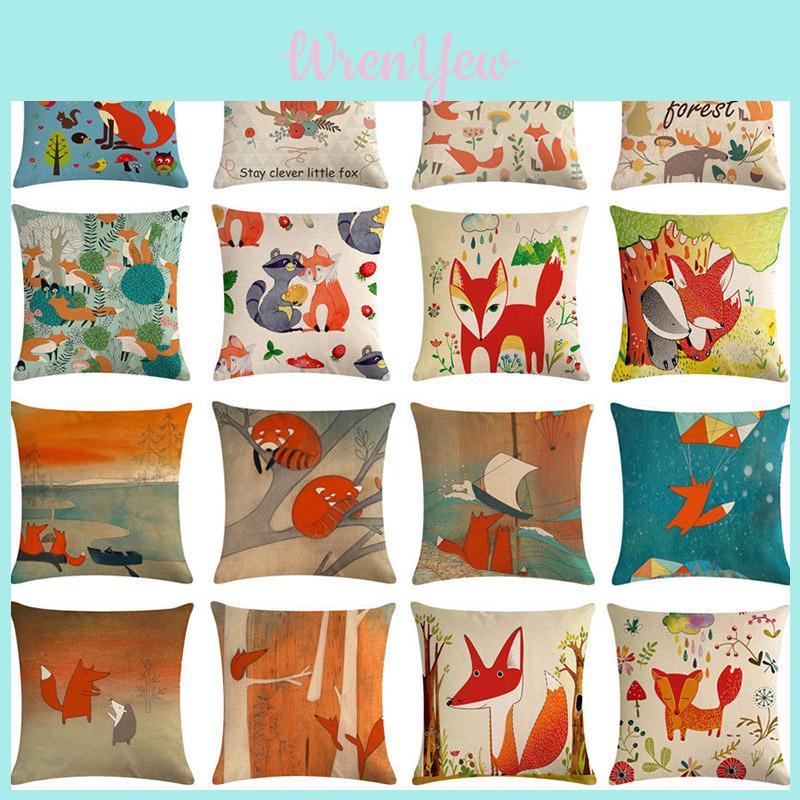 Versatile 18'' Cartoon Fox Pillow Case Cushion Cover For Stylish Living Spaces