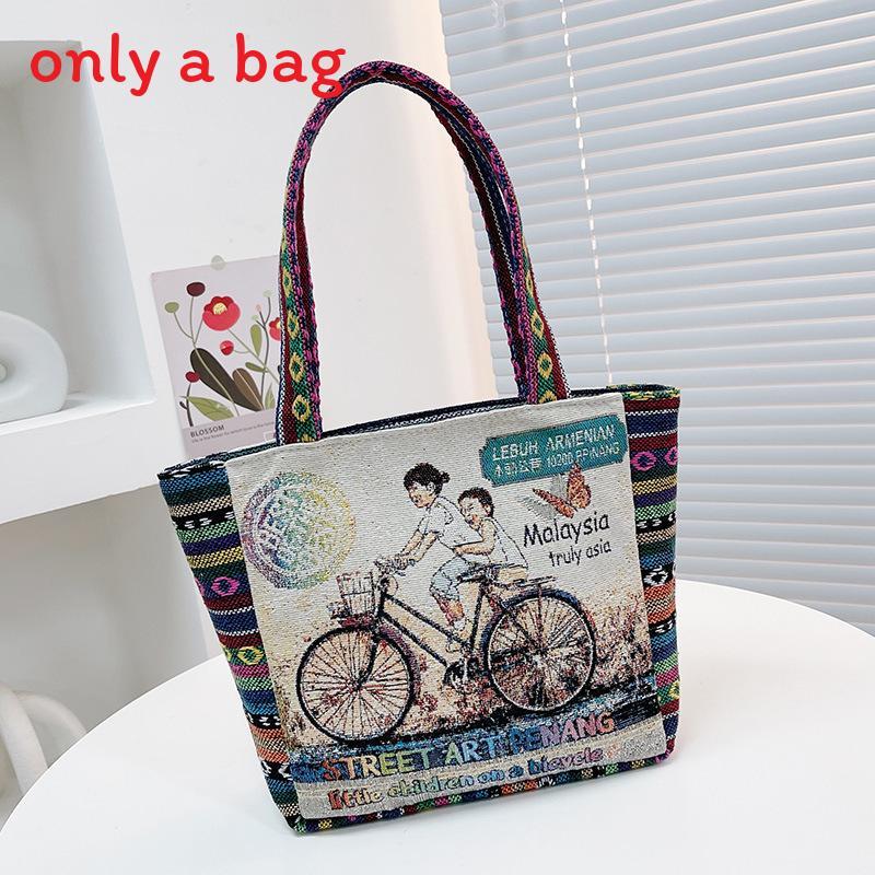 Ethnic Embroidered Handbag For Women With Canvas Material And Zipper Closure For Daily Use