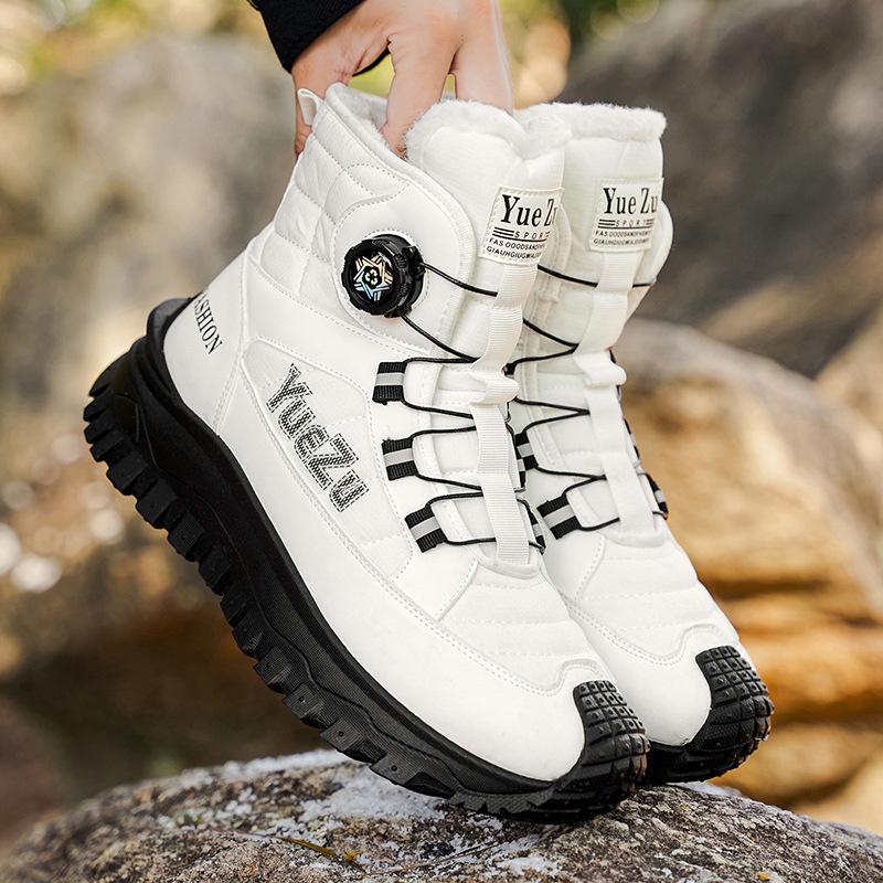 Men's plush velvet padded warm winter thick bottom heightening casual hiking outdoor mountaineering snow boots cotton boots
