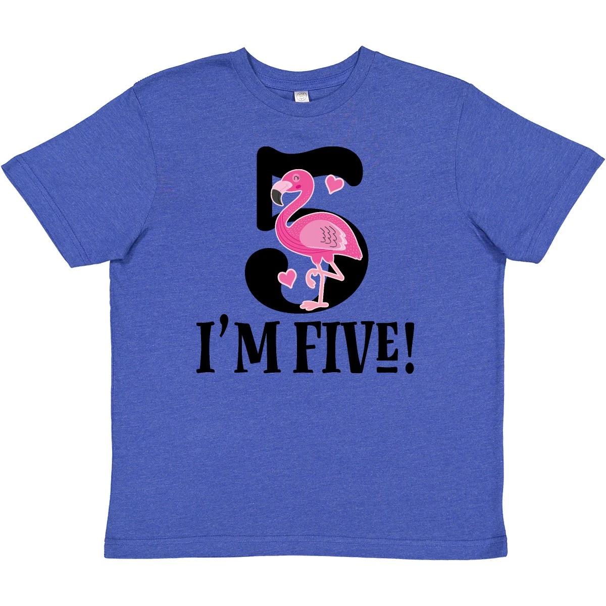 Inktastic 5th Birthday Flamingo 5 Year Old Girl Youth kids boys T-Shirt Fifth Party Im Tee 130