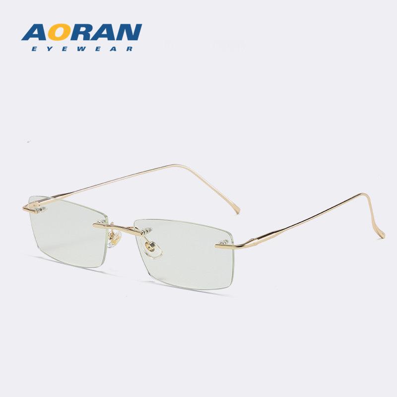 Ultra-light Frameless Glasses for Women with Myopia, Available with Prescription Lenses, Trendy and Pure, Small Square Frame, Blue Light Blocking