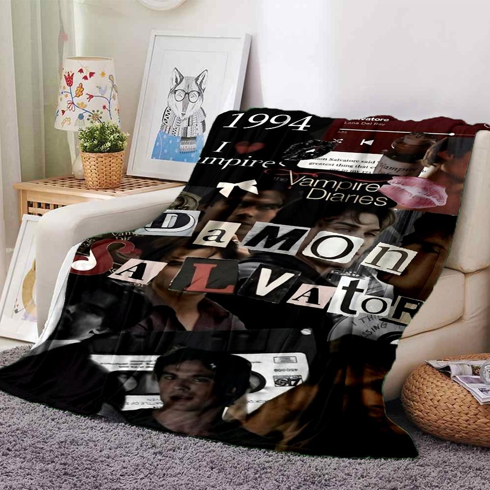 Vampire Romance Damon Blanket Soft Throw Blanket For Home Bedroom Bed Sofa Travel Office Solid Christmas Blanket