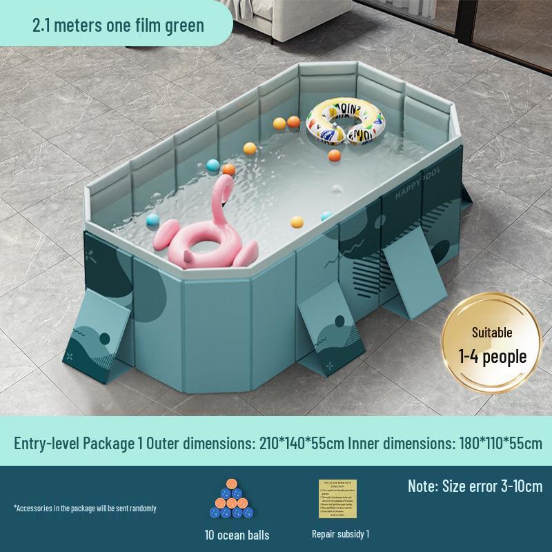 Blue No-Installation Inflatable-Free Family Swimming Pool for Outdoor Home Use - Ready for Immediate Use