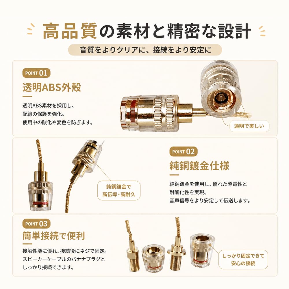 LOYELEY Banana Plug Adapter for Speaker Braided Stranded Stable High Audio Jack for Speaker Cables Connectors, 4-Pack, Cables, Wire, Connection,