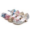 2025 Spring Korean Style Girls' Princess Bow High Heel Open-Toe Sandals
