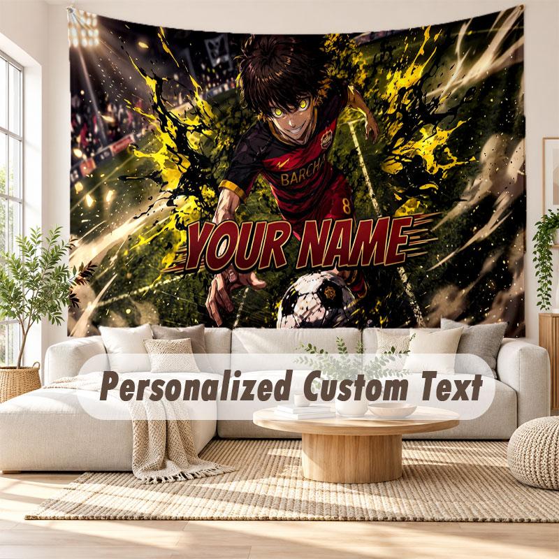 Custom Name Wall Hanging Tapestry,Blue Lock Decorative Backdrop Tapestry For Dorm Home