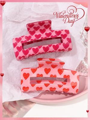 Valentinsherz Haarspangen, 3,3 Zoll Krallenspangen süß, Rutschfeste Spangen für Frauen und Mädchen, Süße Krallenspange für den Valentinstag