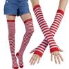 (Projector)Fashion Striped Cotton Long Tube Seven Rainbow Gloves + Socks Combination
