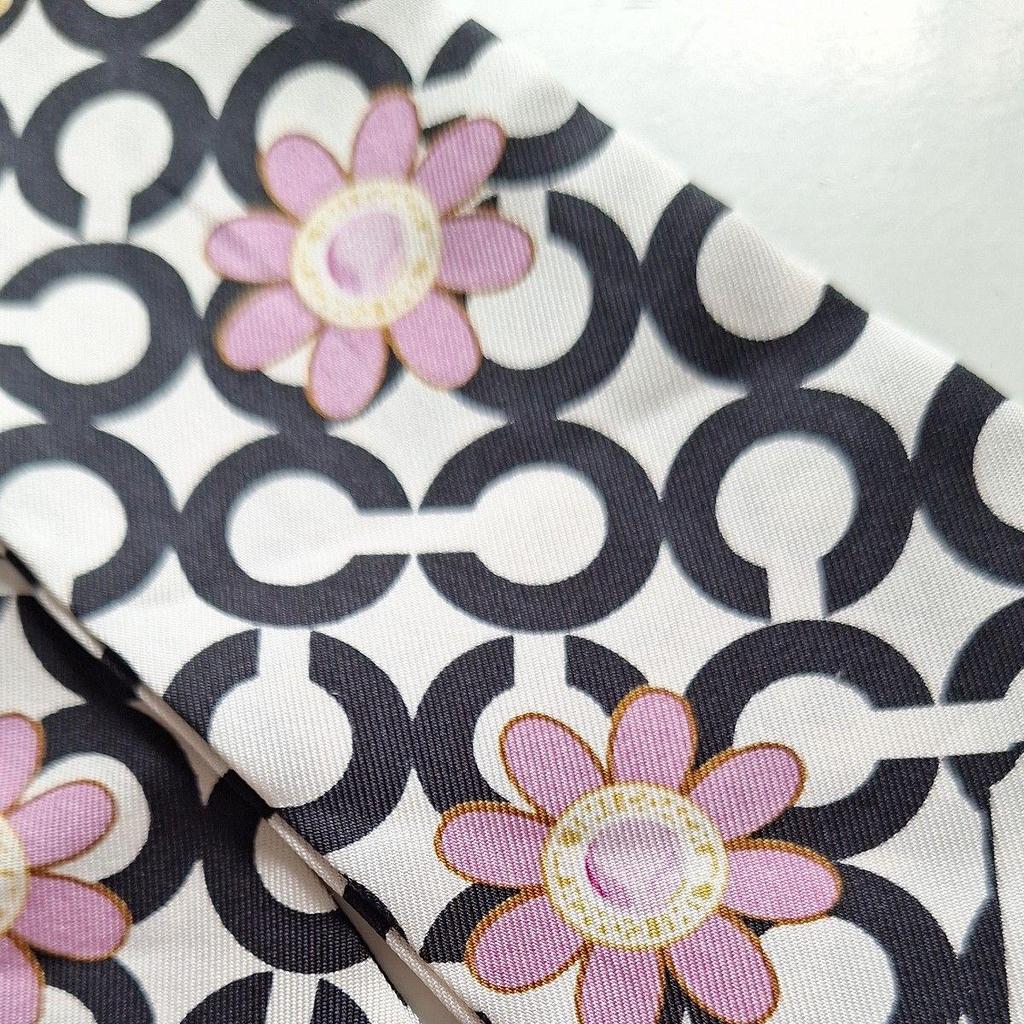 Used COACH Coach Twilly Ribbon Scarf Signature Floral Pattern