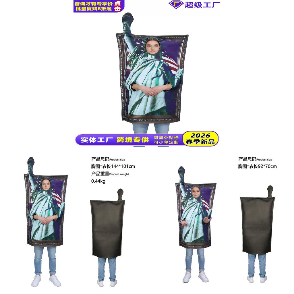 Halloween Cosplay Costume Sponge Suit With Statue Of Liberty Frame For Adult And Kids Party