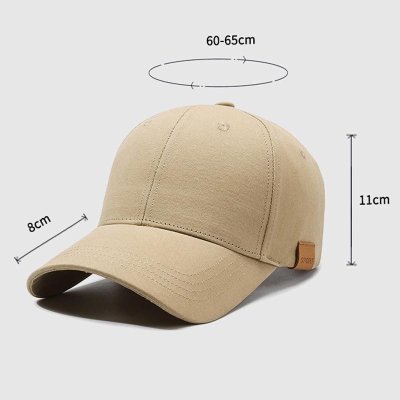 Large Size Men's Baseball Cap Solid Color Sunscreen Sun Hat Outdoor Male Snapback Hat Visor Hats Fishing Hat Peak Cap