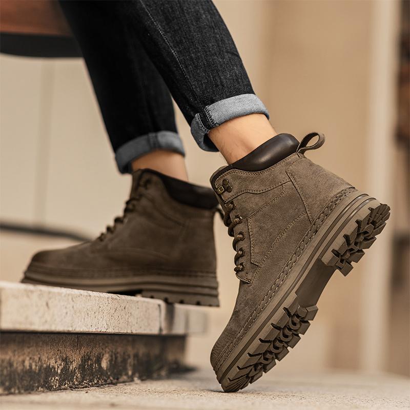 FashionAll-match new Comfy Ankle Boots Man Fashion Non-slip Casual High Top Shoes Leisure Hiking Footwear Handmade Men's Outdoor Boots