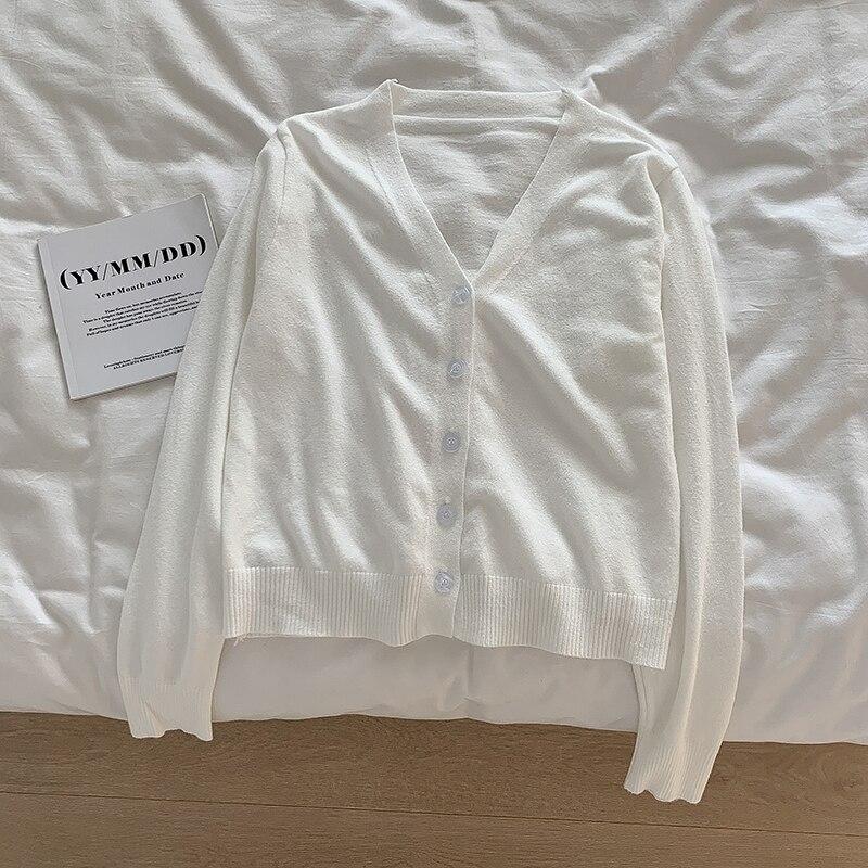 

Осенний модный винтажный свитер, зимний вязаный кардиган для женщин, топы с v-образным вырезом и длинными рукавами, свитер, женская куртка 28673 One Size белый